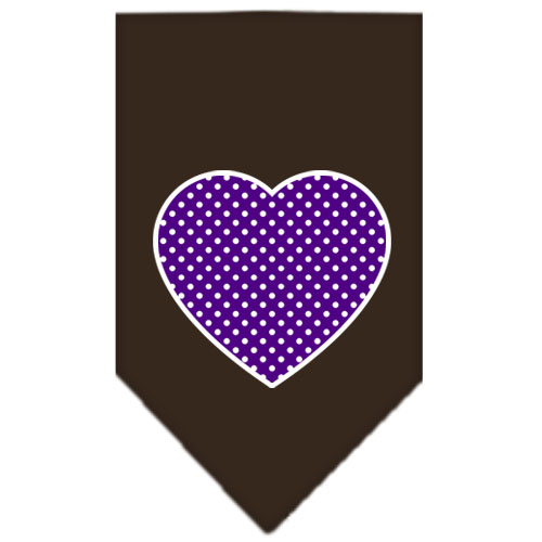 Purple Swiss Dot Heart Screen Print Bandana Cocoa Large